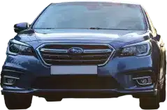 Domestic Auto Repair In Rancho Santa Margarita, CA At Bobby Grich Auto Repair. A blue Subaru sedan is shown from the front, featuring a prominent grille with the Subaru logo in the center and sleek headlights on either side.